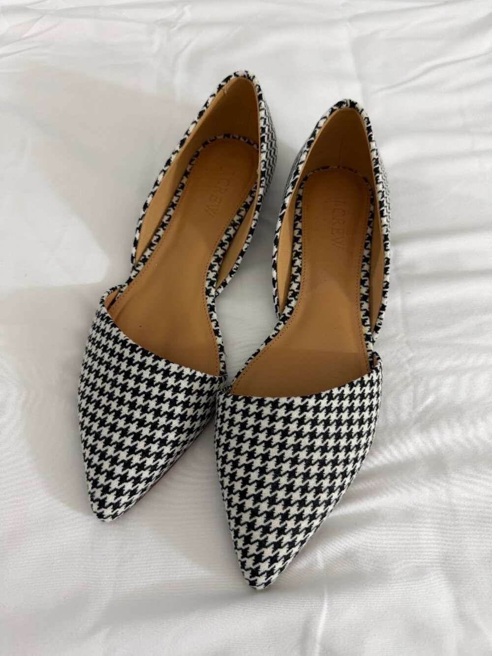 J. Crew Black and White Houndstooth Pointed-Toe Flats